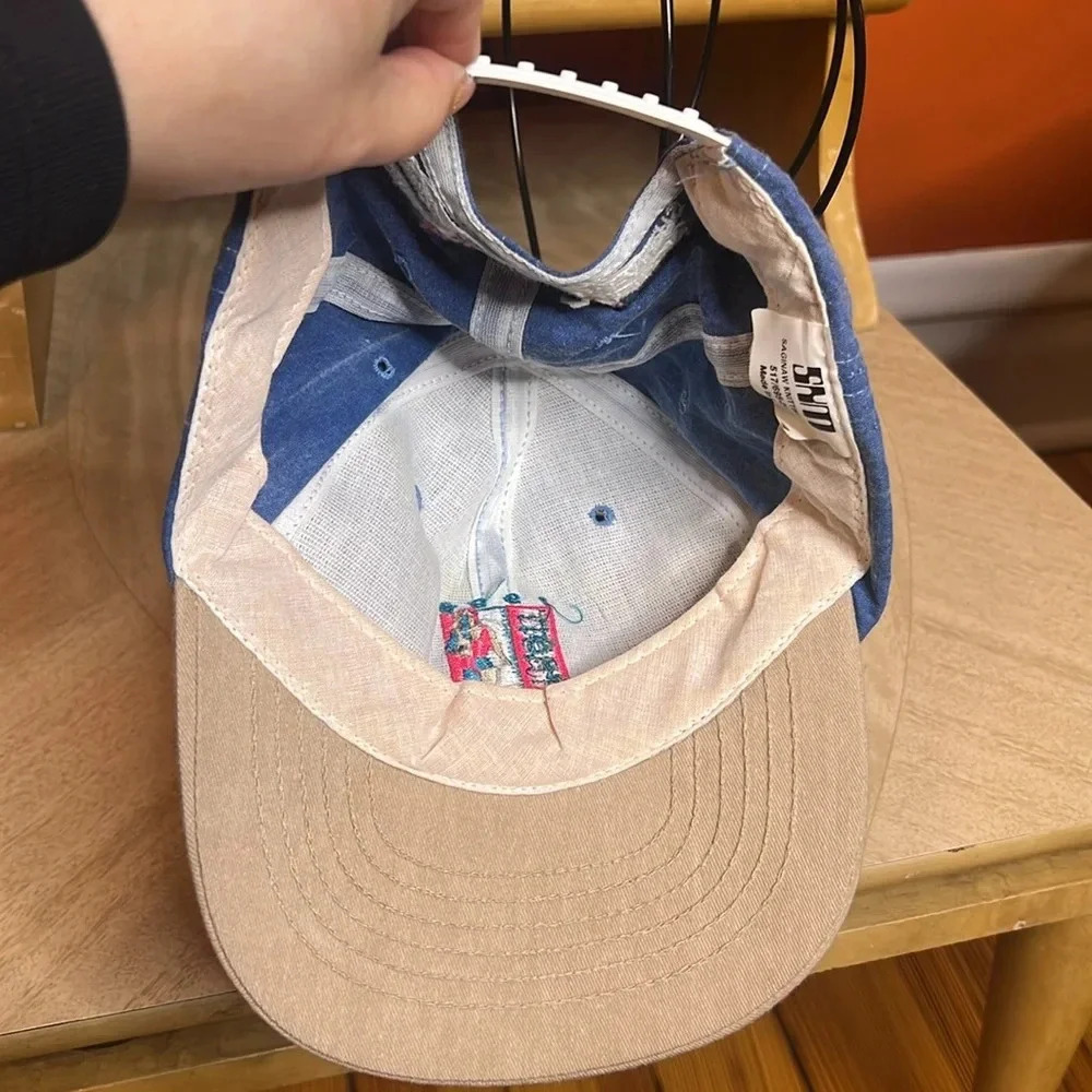 Vintage 90s Detroit Marathon Ford Snapback Hat Blue Denim Embroidered Cap USA - Picture 10 of 11